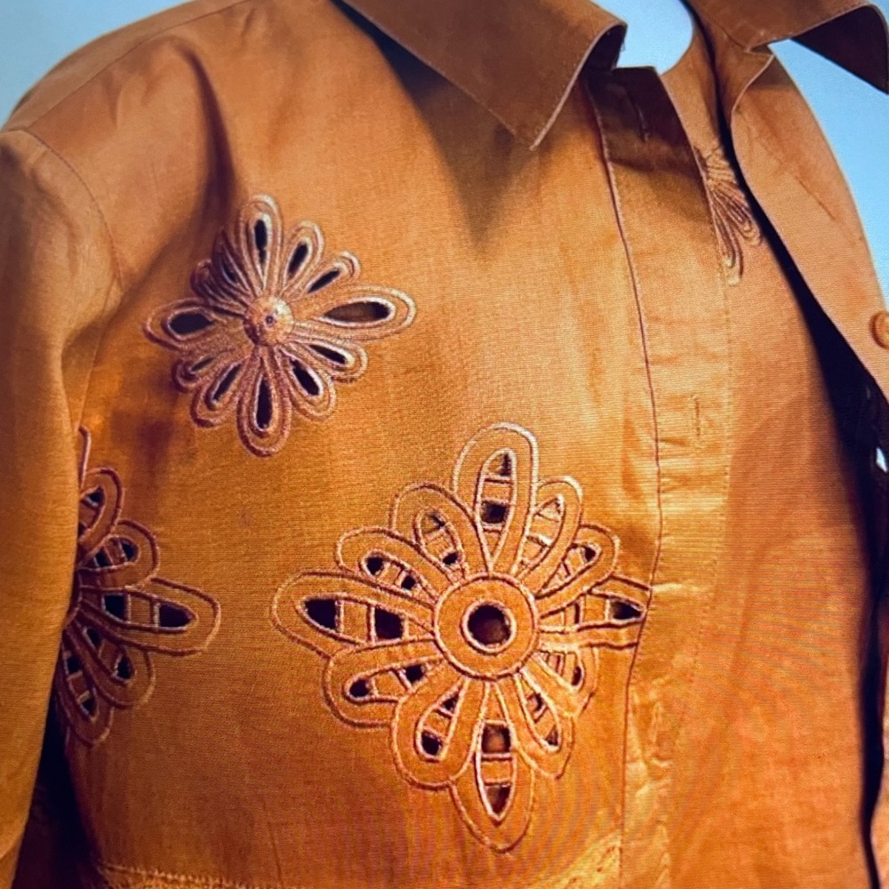 Rust Orange Embroidered Three-Piece Set - Picture 12 of 16